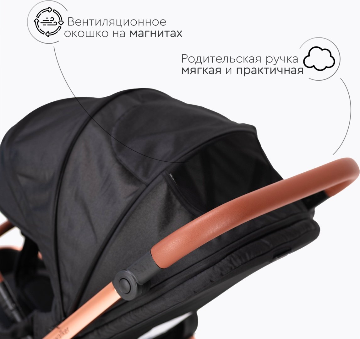 Коляска универсальная 2 в 1 TOMIX Walker Lux, черный, золотой купить,0