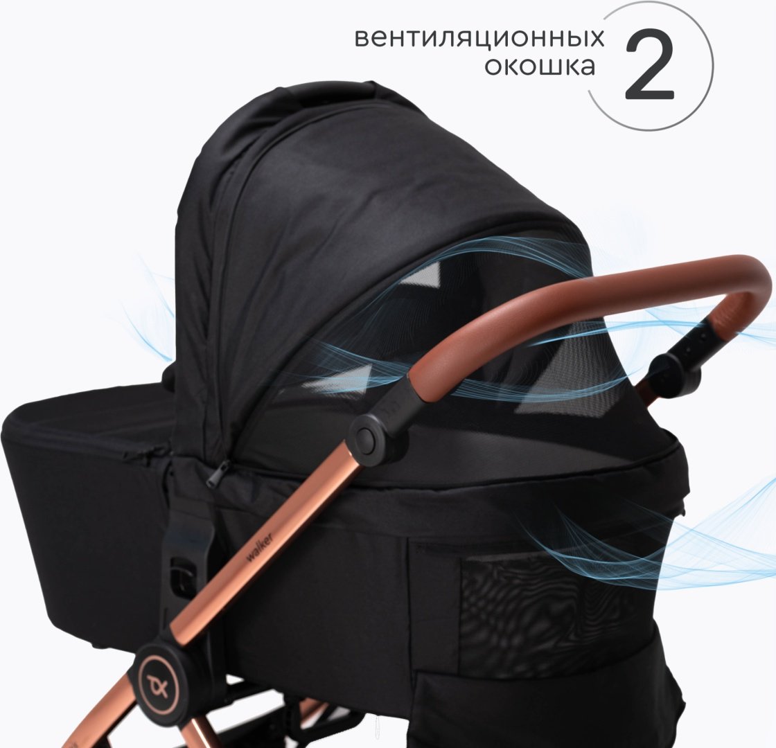 Коляска универсальная 2 в 1 TOMIX Walker Lux, черный, золотой купить,0