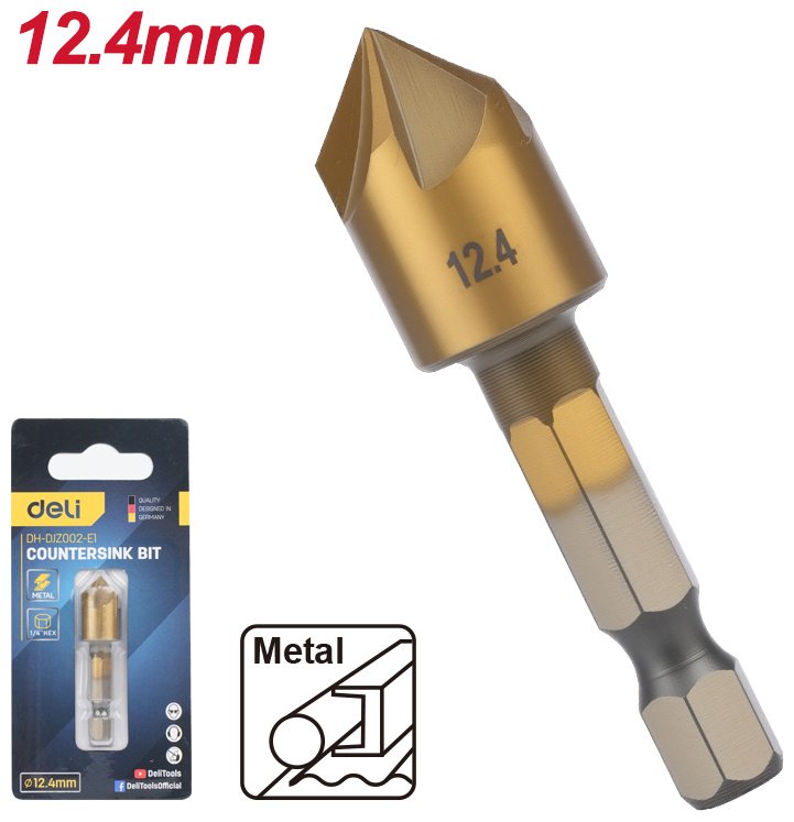 Сверло DELI зенкер DH-DJZ002-E1 12.4 мм, 1 шт.