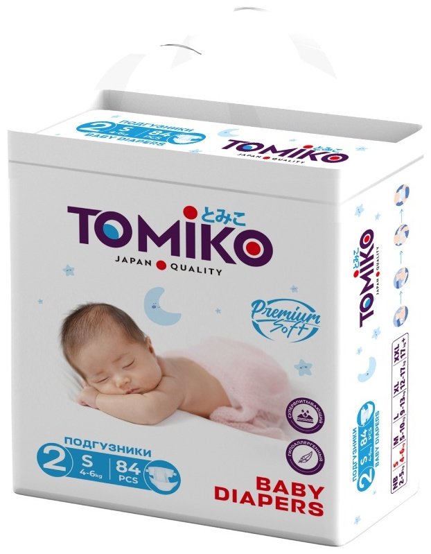 Подгузники Tomiko S, 84 шт