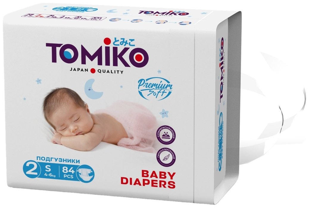 Подгузники Tomiko S, 84 шт