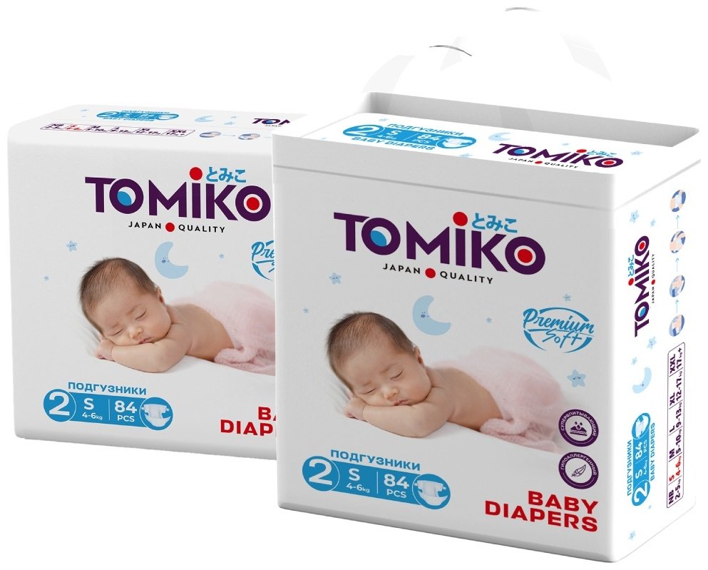 Подгузники Tomiko S, 84 шт