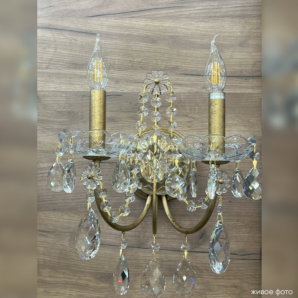Бра настенный Crystal Lux Е14, золотистый, прозрачный купить,NaN