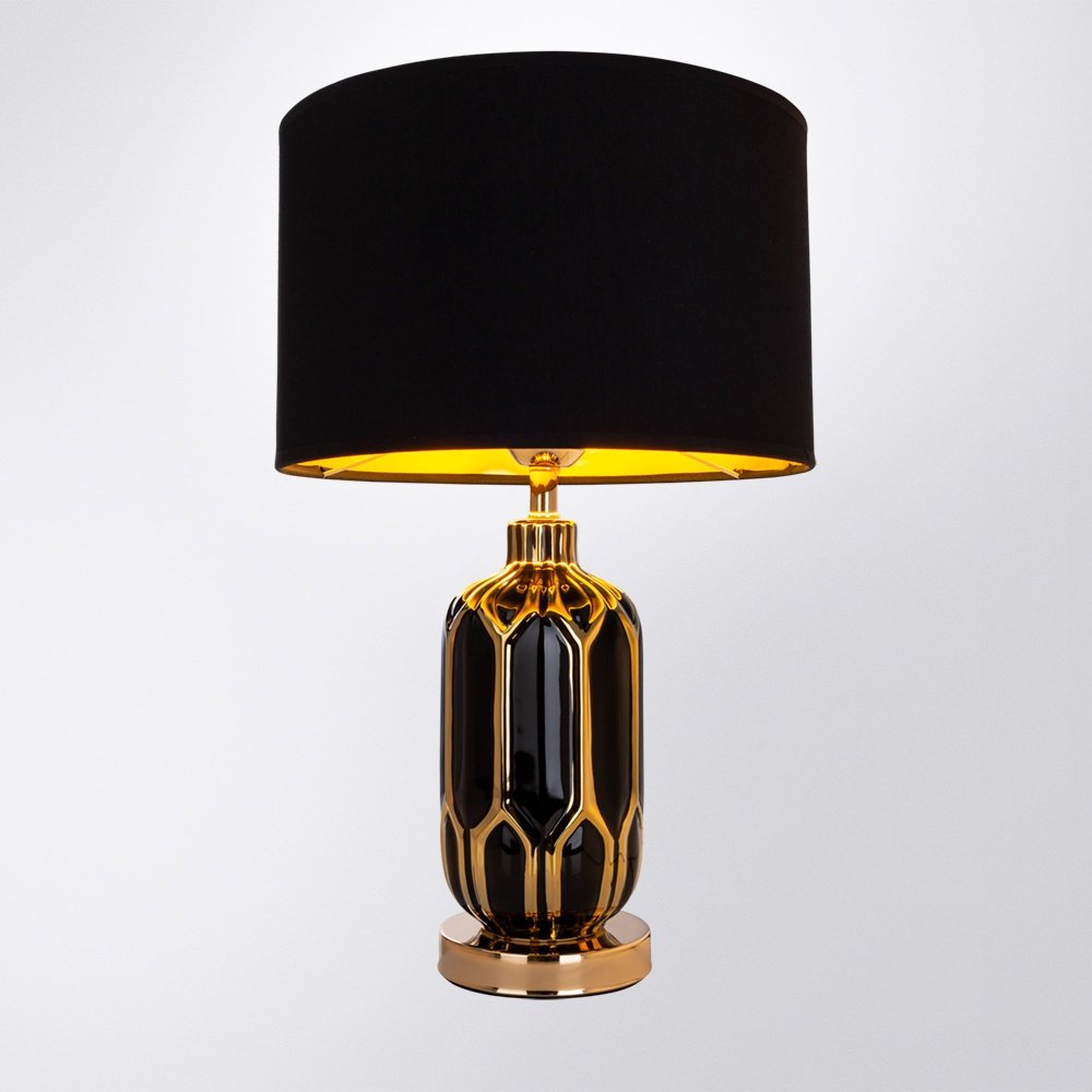 Настольная лампа Arte Lamp REVATI A4016LT-1BK E27, 40 Вт, металл, ткань, керамика купить,NaN