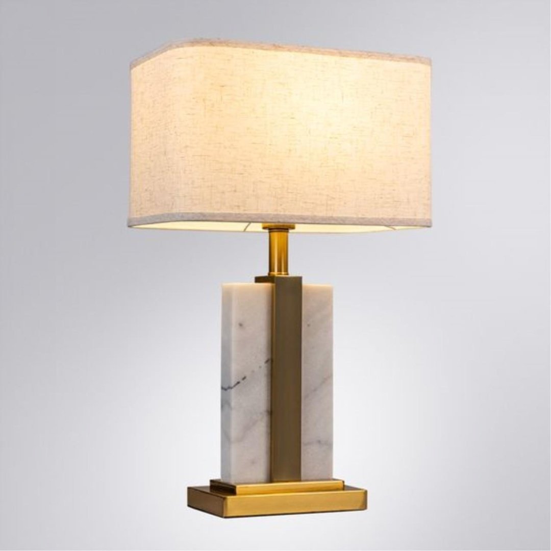 Настольная лампа Arte Lamp VARUM A5055LT-1PB E27, 60 Вт, металл, мрамор, ткань купить,NaN