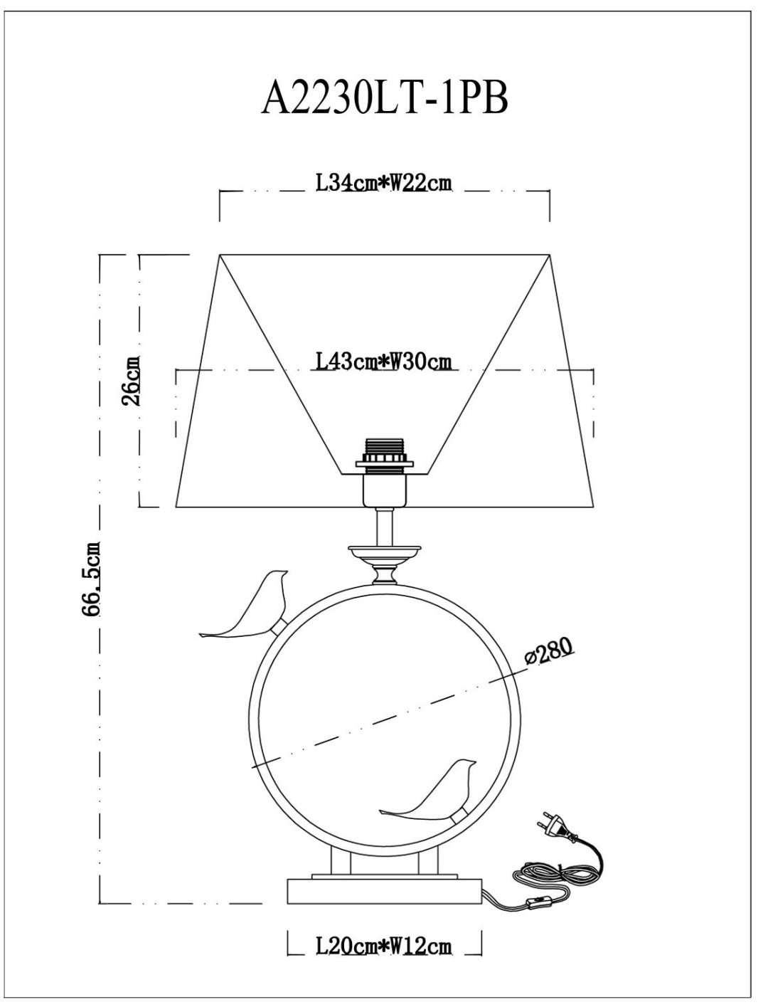 Настольная лампа Arte Lamp A2230LT-1PB E27, 60 Вт, металл, ткань купить,NaN