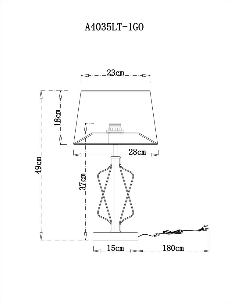 Настольная лампа Arte Lamp A4035LT-1GO E27, 60 Вт, металл, ткань купить,NaN