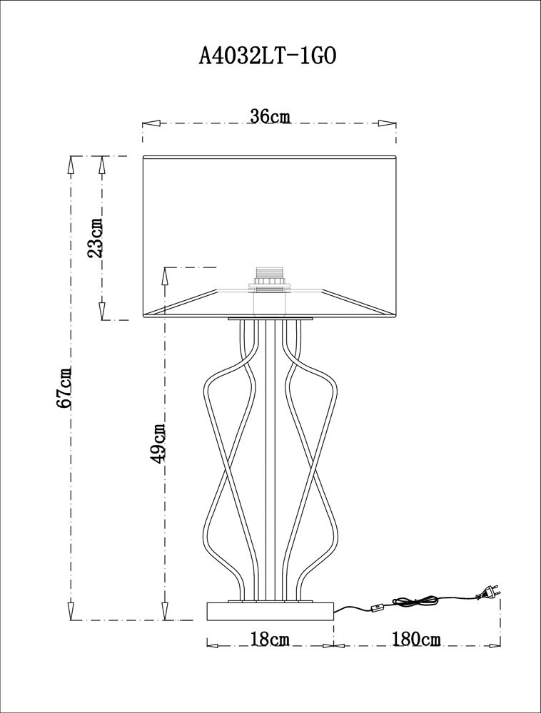 Настольная лампа Arte Lamp A4032LT-1GO E27, 60 Вт, металл, ткань купить,NaN
