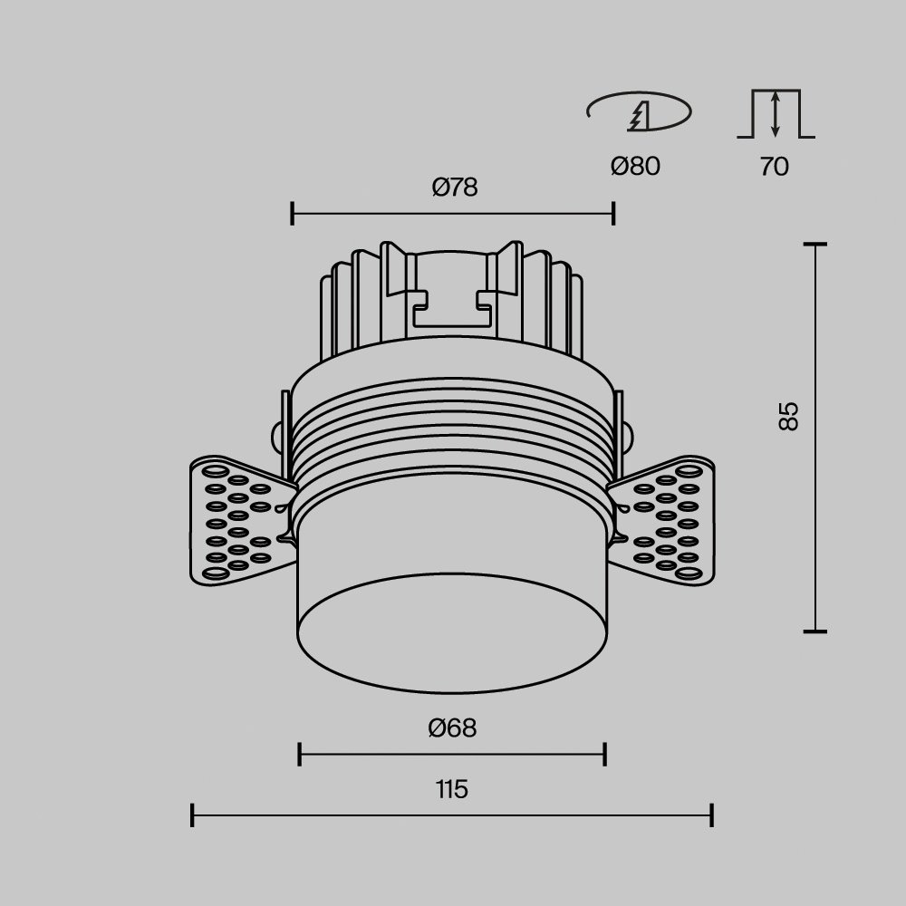 Встраиваемый светильник Technical LED 12 Вт 220 - 240 В DL065-12W3K-TRS-W купить,NaN
