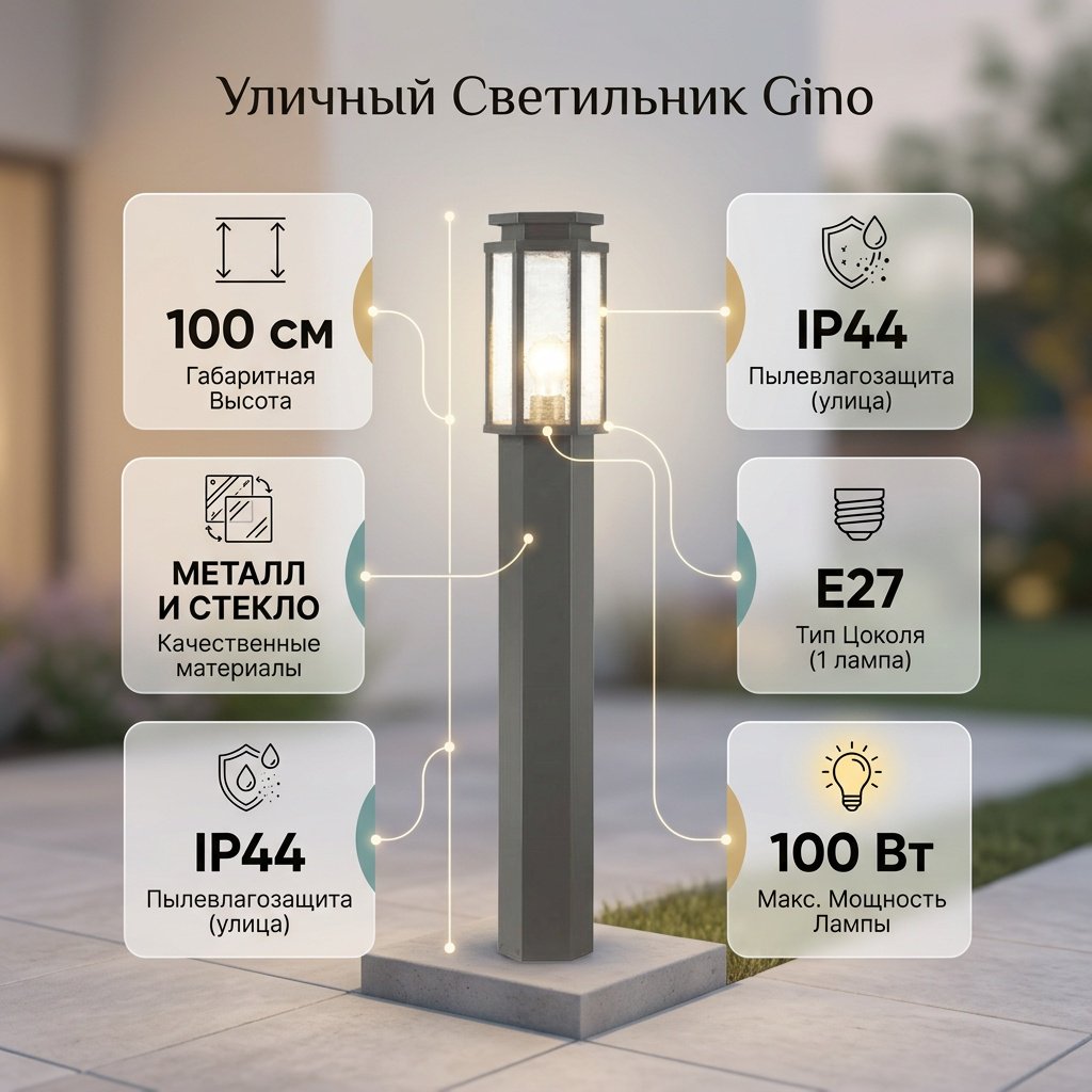 Уличный светильник наземный Odeon Light E27 100 Вт 100 см купить,NaN