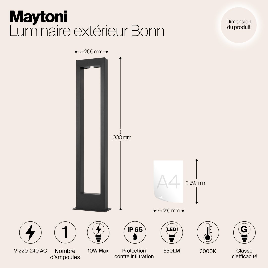 Уличный светильник наземный Maytoni LED 10 Вт 100 см купить,NaN