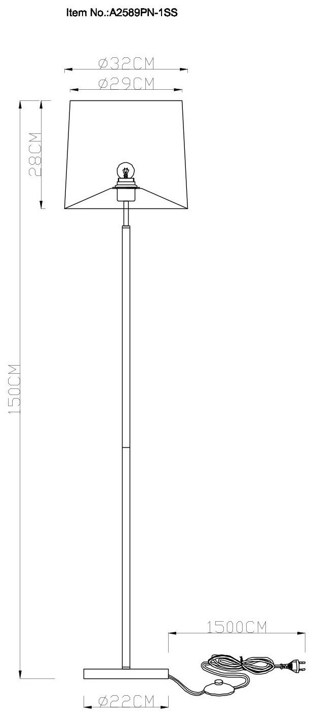 Напольная лампа Arte Lamp RODOS A2589PN-1SS E27, 60 Вт, металл, ткань купить,NaN