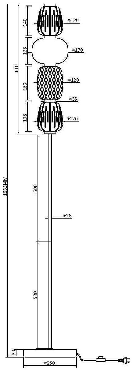 Напольная лампа Maytoni Modern MOD267FL-L32CH3K LED, 32 Вт, металл купить,NaN