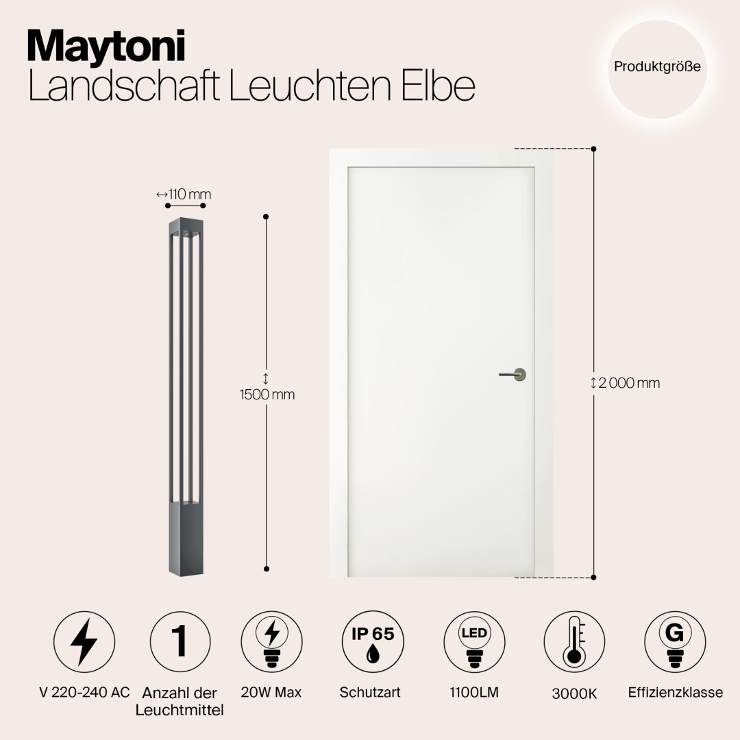 Уличный светильник наземный Maytoni LED 20 Вт 150 см купить,NaN