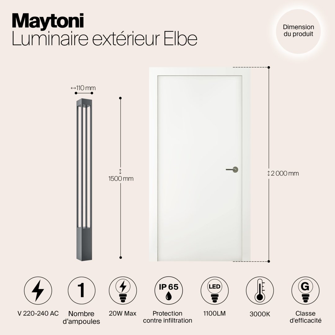 Уличный светильник наземный Maytoni LED 20 Вт 150 см купить,NaN