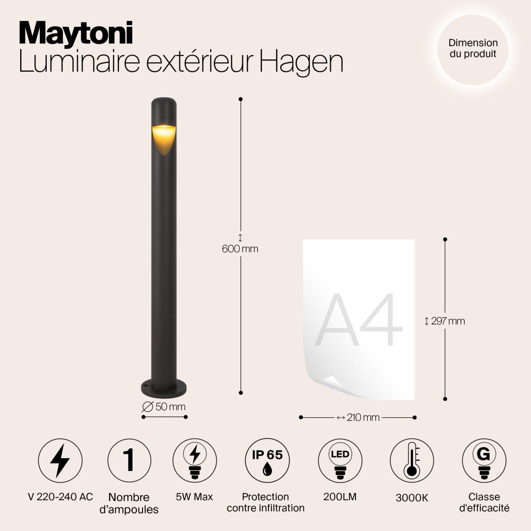 Уличный светильник наземный Maytoni LED 5 Вт 60 см купить,NaN