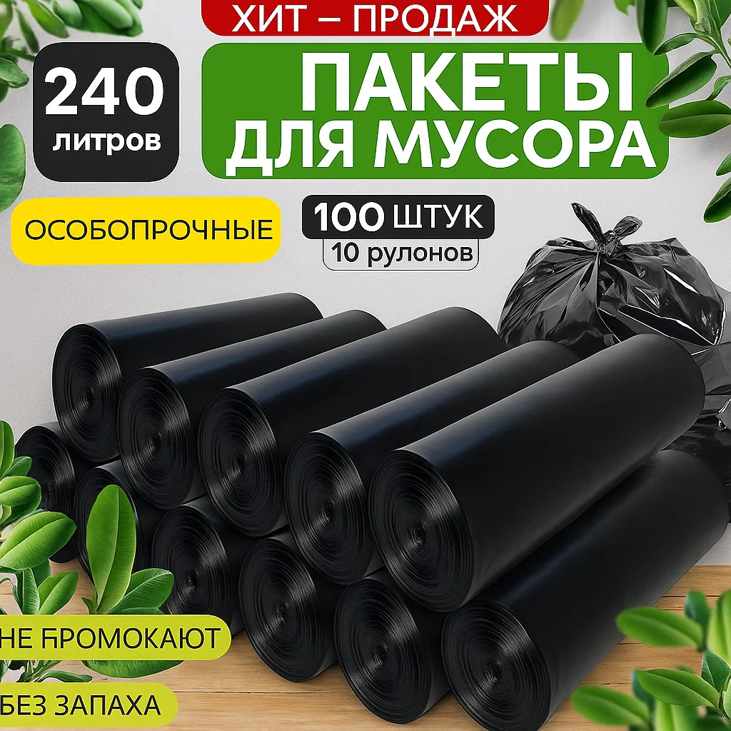 Мешки для мусора Mirpack 240л 10 рулонов купить,NaN