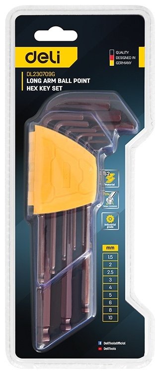 Шестигранный ключ Г-образный DELI арт.EDL230709G, 8 шт купить,3250