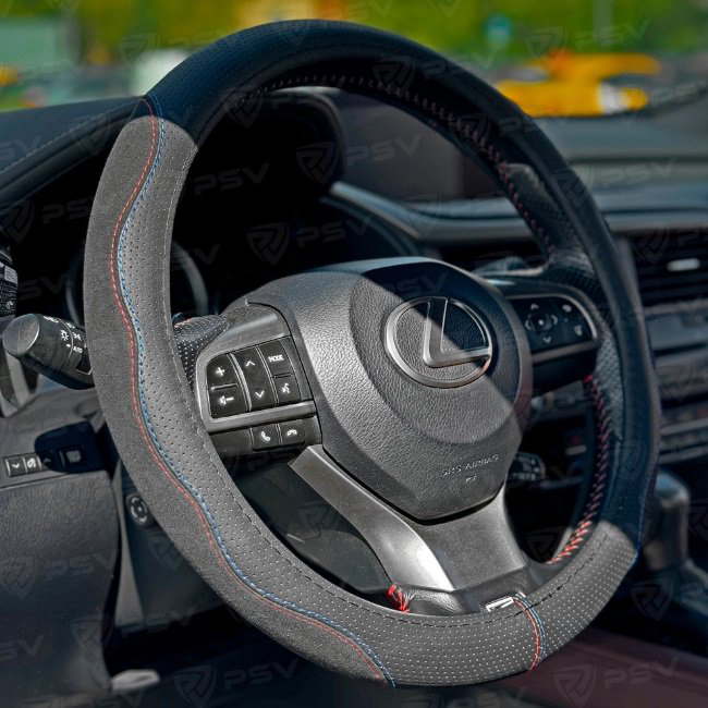 Оплетка руля PSV Alcantara M Grey Blue 