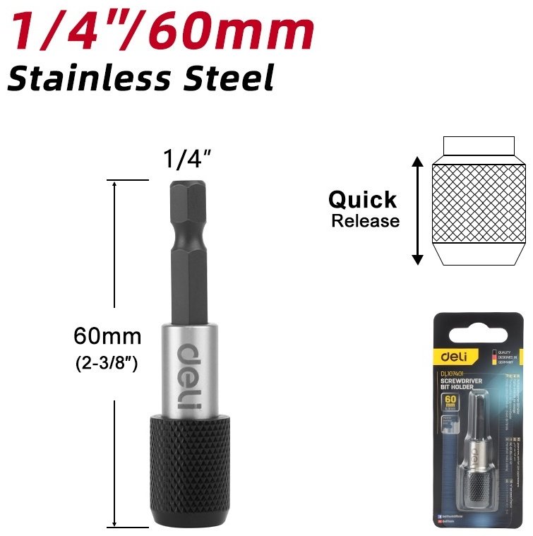 Удлинитель прямой 1/4 DELI EDL107401, 1 шт