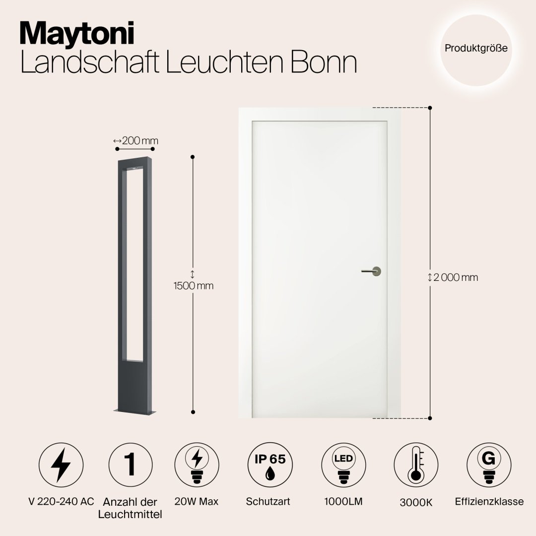 Уличный светильник наземный Maytoni LED 20 Вт 150 см купить,NaN