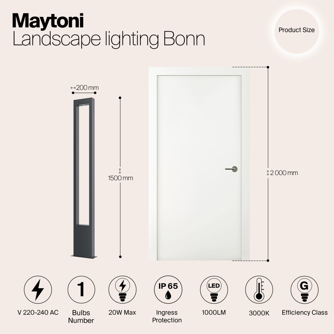 Уличный светильник наземный Maytoni LED 20 Вт 150 см купить,NaN