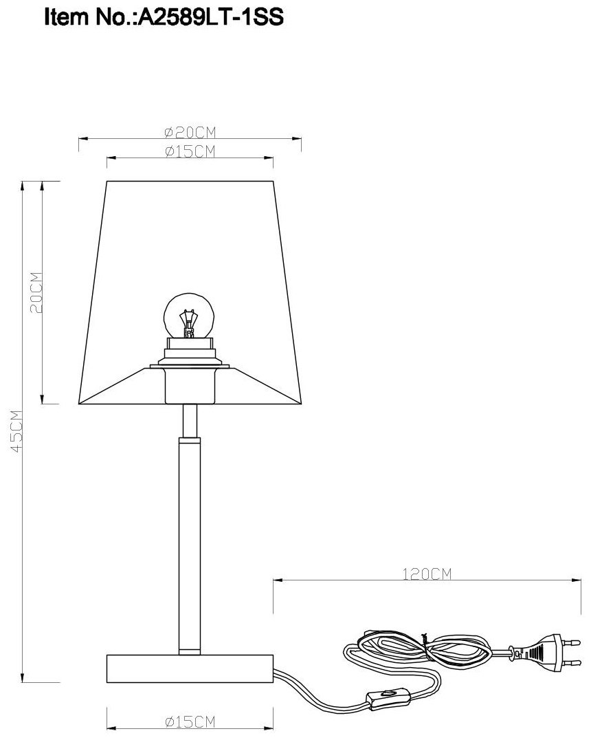 Настольная лампа Arte Lamp A2589LT-1SS E27, 60 Вт, металл, ткань купить,NaN