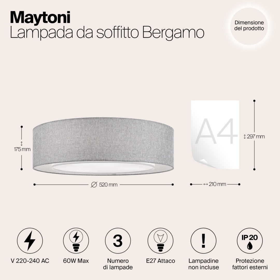 Светильник потолочный Maytoni E27 60 Вт серебристый, серый купить,NaN