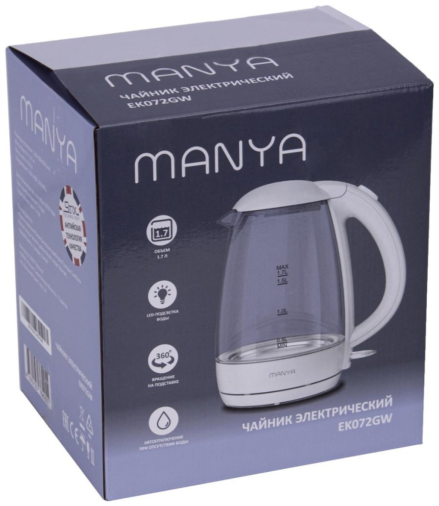 Электрочайник Manya EK072GW белый купить,14190