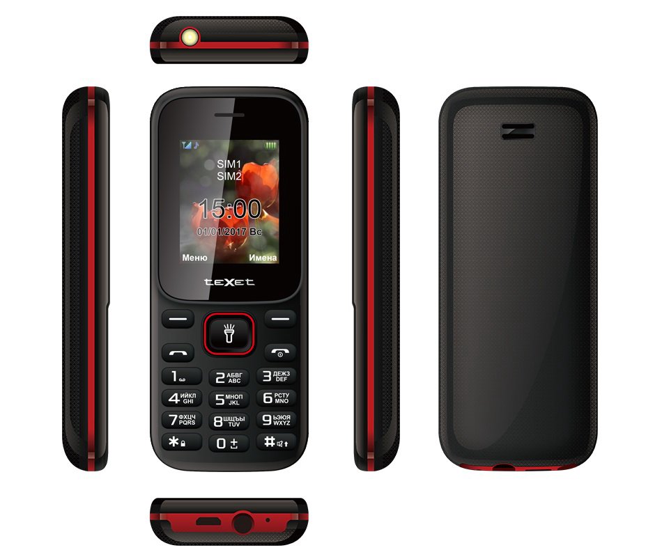 Мобильный телефон TeXet TM-128 Black-Red