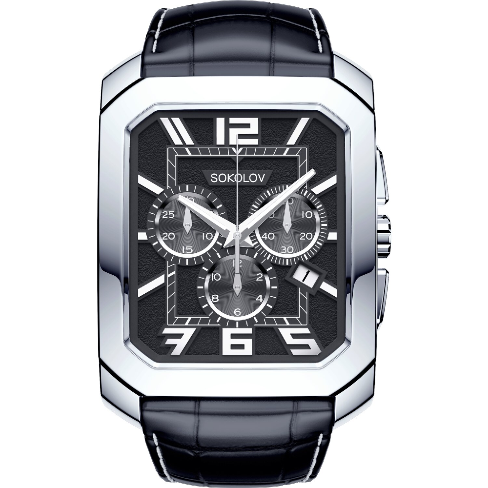 Часы Кварцевые Sokolov 144.30.00.000.07.01.3 54.31 гр Серебро 925 Silver Black