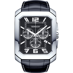 Часы Кварцевые Sokolov 144.30.00.000.07.01.3 54.31 гр Серебро 925 Silver Black