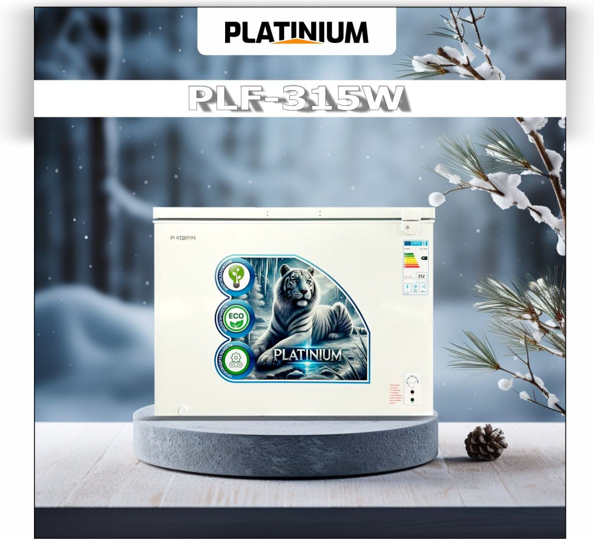 Морозильник Platinium PLF 315W 250 л белый купить,NaN