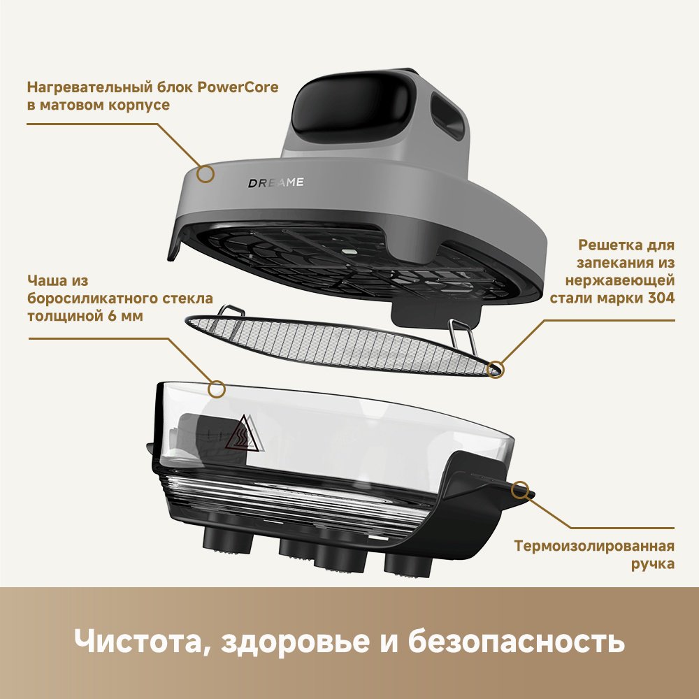 Аэрогриль DREAME PT60 7 л серый купить,NaN