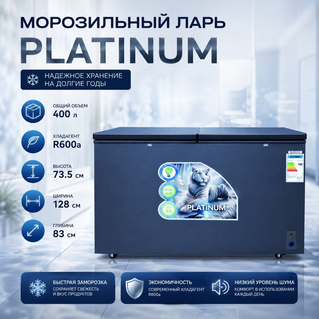 Морозильник Platinium PLM-450S 400 л серый купить,NaN
