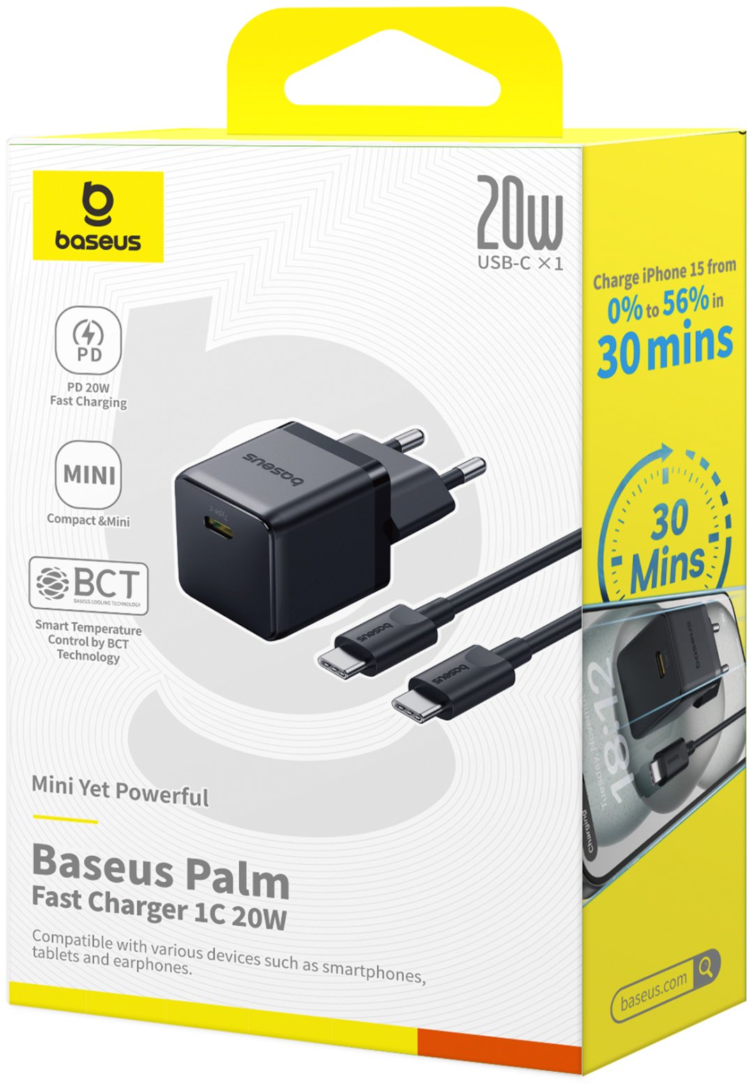 Зарядное устройство Baseus Palm Fast Charger 1C 20W EU USB Type-C 20 Вт черный купить,8199