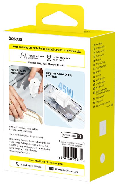 Зарядное устройство Baseus FN22 1C 45W EU USB Type-C 45 Вт белый купить,NaN