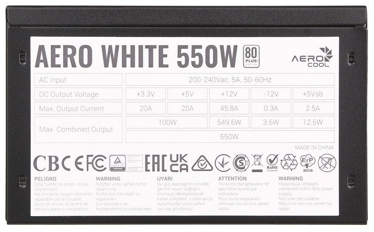 Блок питания AeroCool AERO WHITE 550W 550 Вт купить,NaN