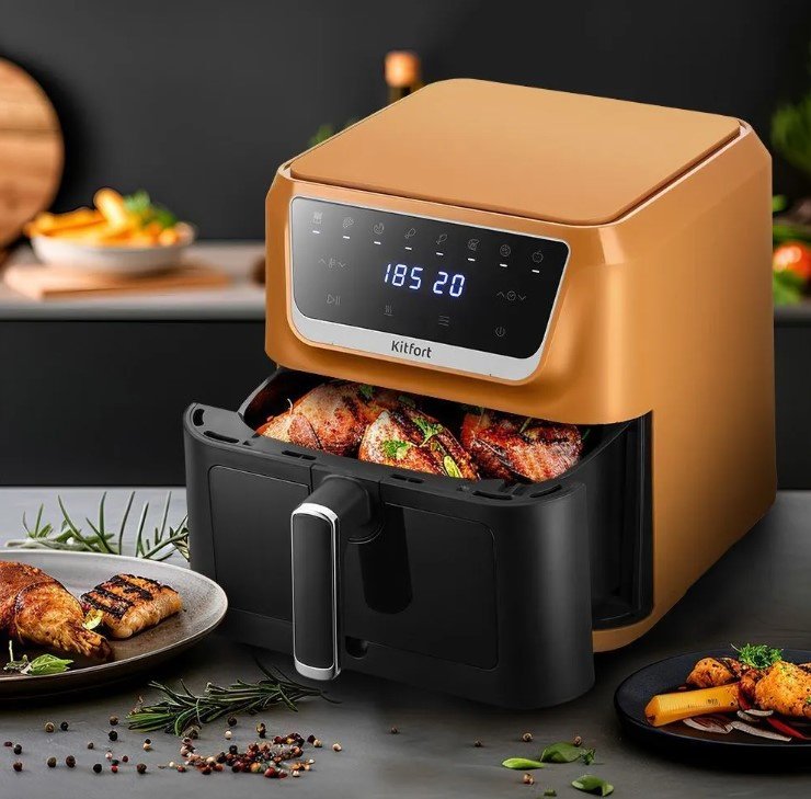 Аэрогриль Kitfort КТ-8105 7.7 л черный, бронзовый - ForteMarket Аэрогриль Kitfort КТ-8105 7.7 л черный, бронзовый купить,56693