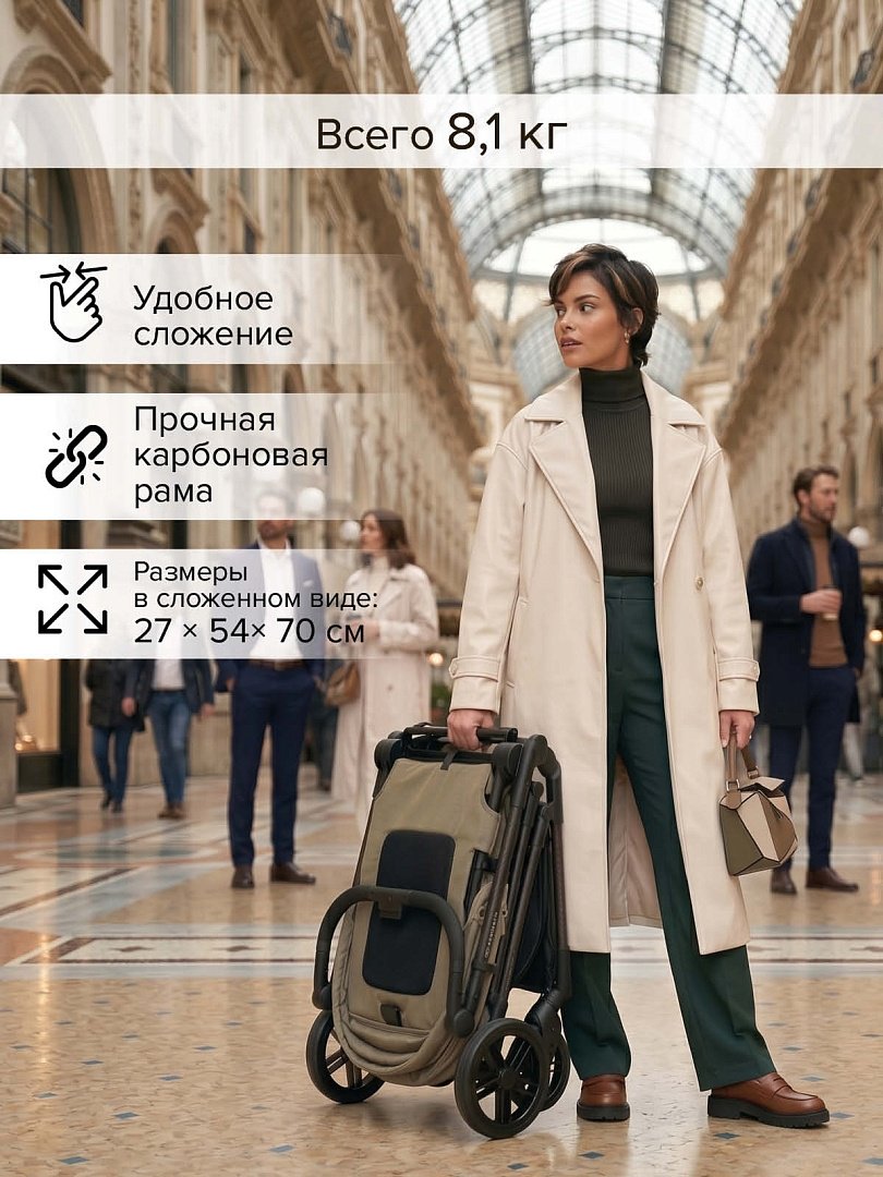 Коляска прогулочная Pituso Carbon RX/X-666/Tuareg Beige/рама carbon, коричневый купить,183400
