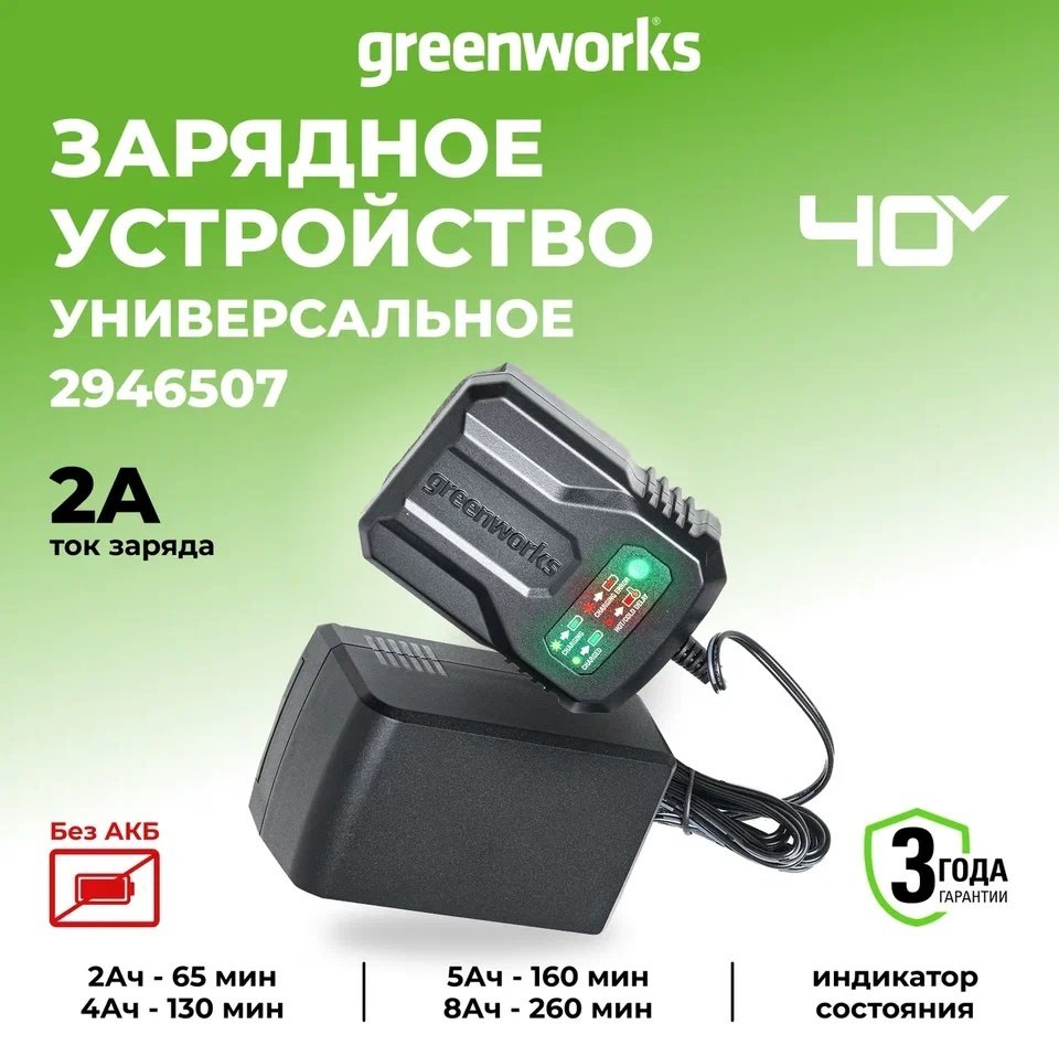 Зарядное устройство Greenworks 2946507 1 шт купить,NaN