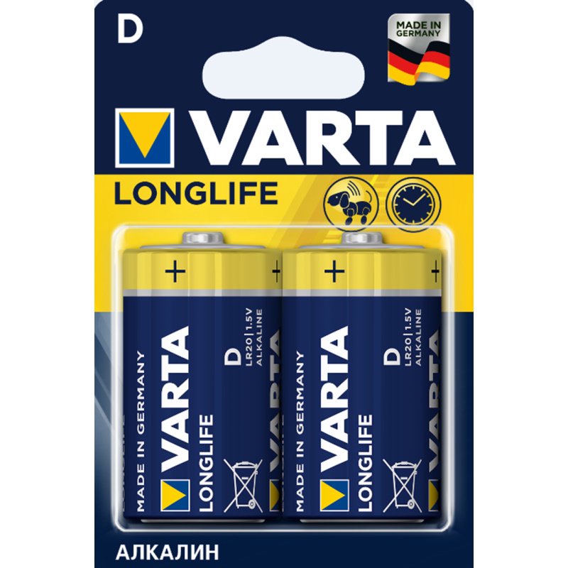 Батарейки Varta Longlife Mono LR20/D 1.5Vx2 купить,5536