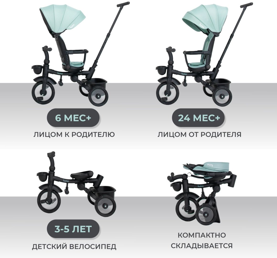Трёхколёсный велосипед iLovi Trike черный купить,49990