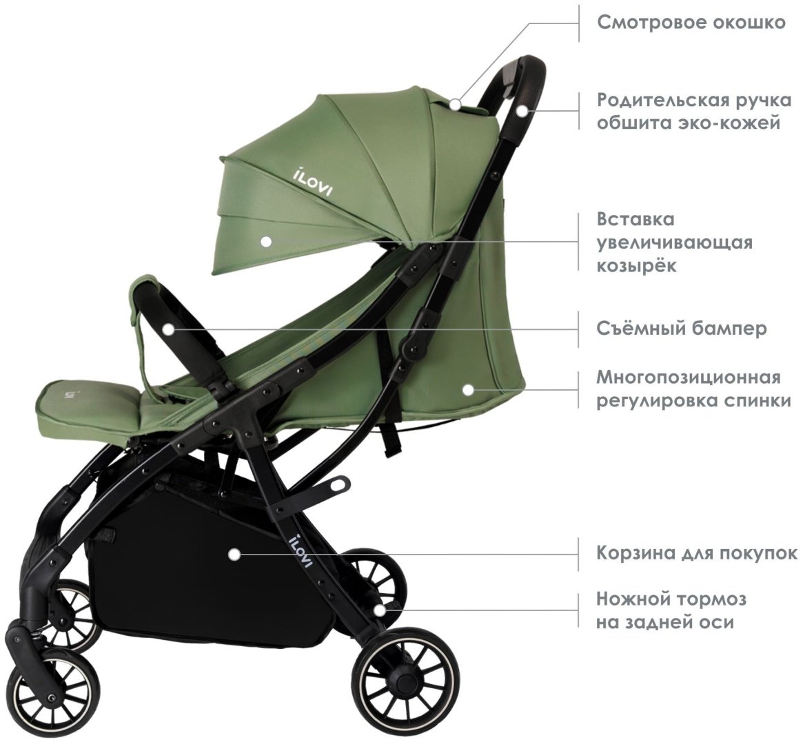 Коляска прогулочная iLovi Gift, зеленый купить,39900