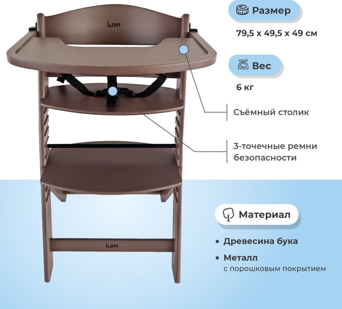 Стульчик классический iLovi Uno белый