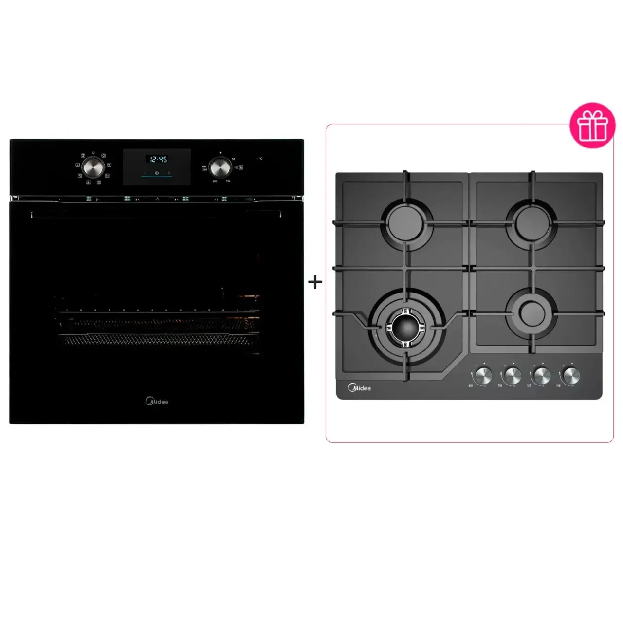 Духовой шкаф Midea MO 22800 GB + варочная поверхностьMidea MG 684TG B Black