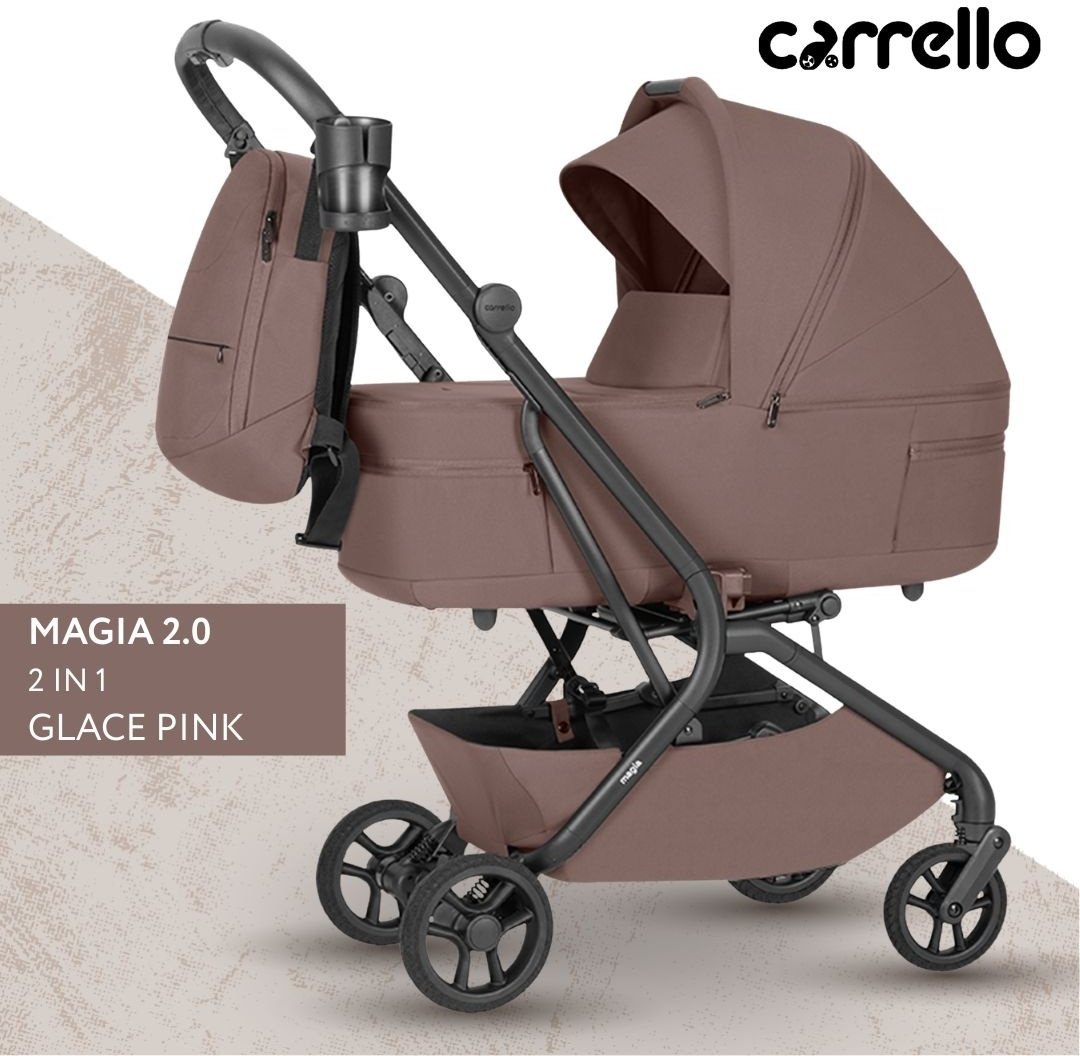 Коляска универсальная 2 в 1 CARRELLO Glace Pink, бежевый