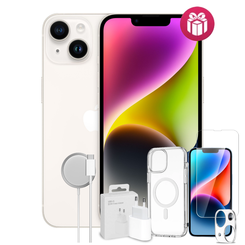 Смартфон Apple iPhone 14 256GB Starlight + 5 подарков