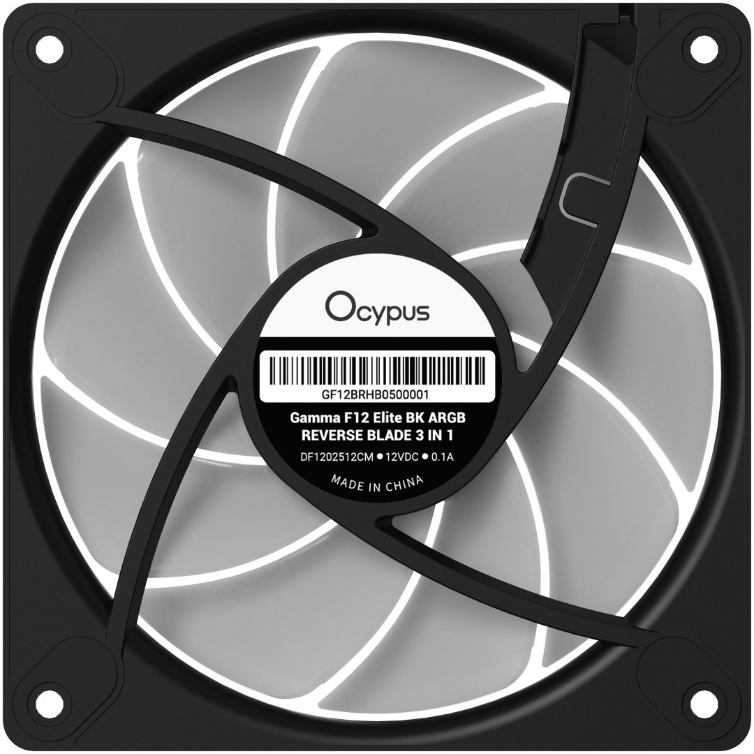 Кулер для корпуса Ocypus Gamma F12 Elite ARGB REVERSE BLADE Gamma-F12-BK1AM01E-GL черный купить,2339