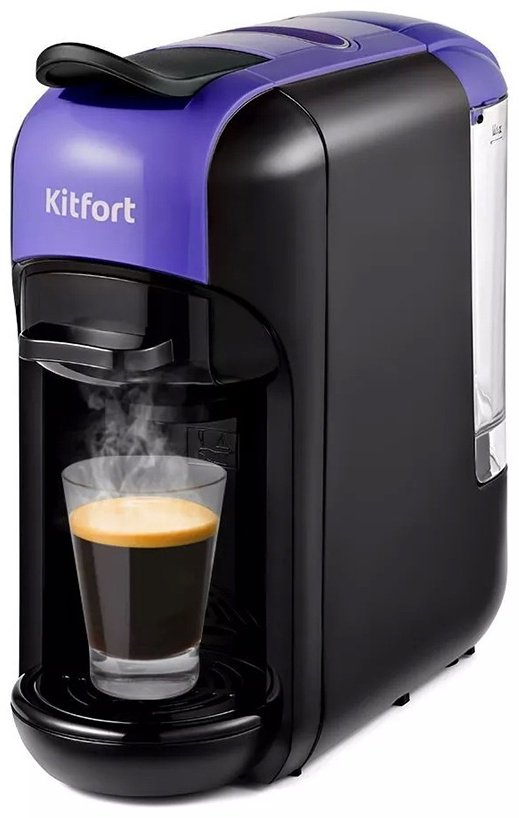 Кофеварка Kitfort KT-7105-1 черный, фиолетовый купить,NaN
